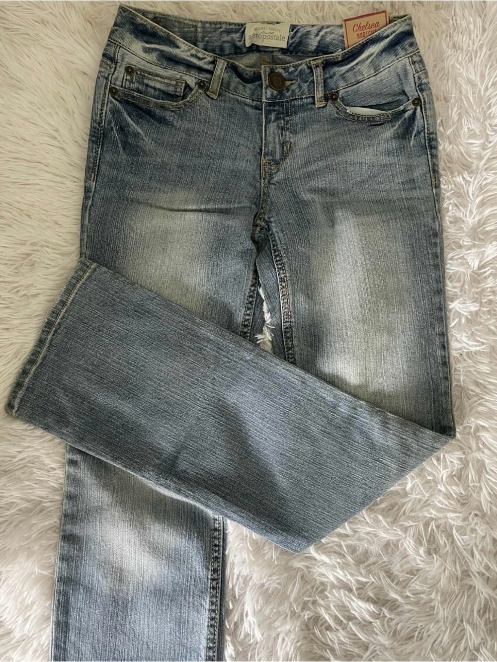NWT Y2K Aeropostale CHELSEA BOOT Jean (Low Rise/Slim Fit) - Light Wash (Size 0)
